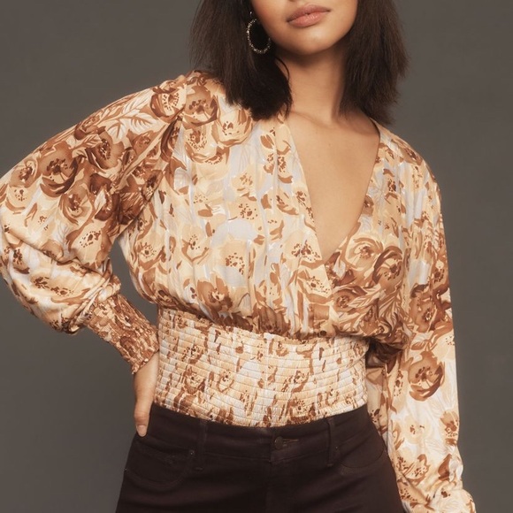 Anthropologie Tiny Valentina Long-Sleeve Printed Surplice Top - Picture 5 of 7
